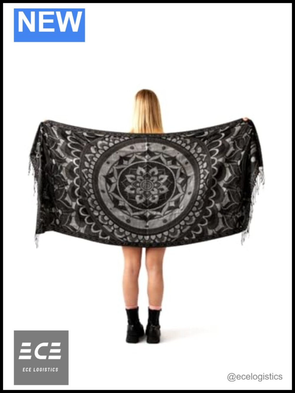 Labyrinth Flower Pashmina Shawl Fringe Wrap Festival Scarf